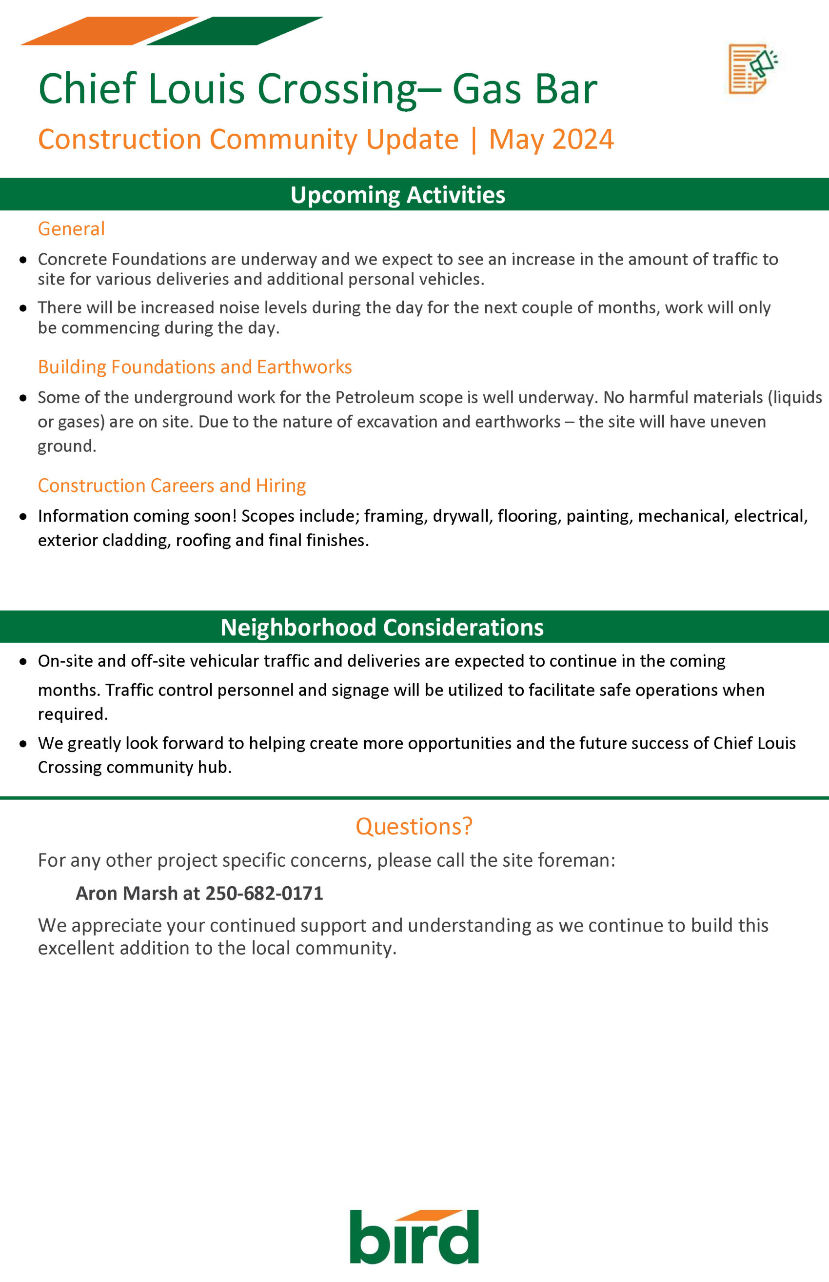 Construction Community Update - May 2024 - Chief Louis Crossing ...
